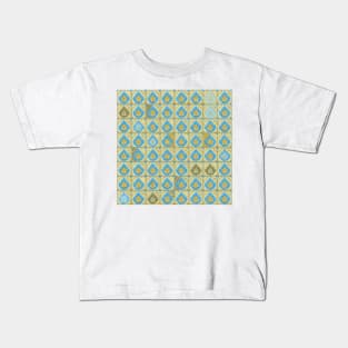 Blue and Brown Tear Drop Pattern Kids T-Shirt